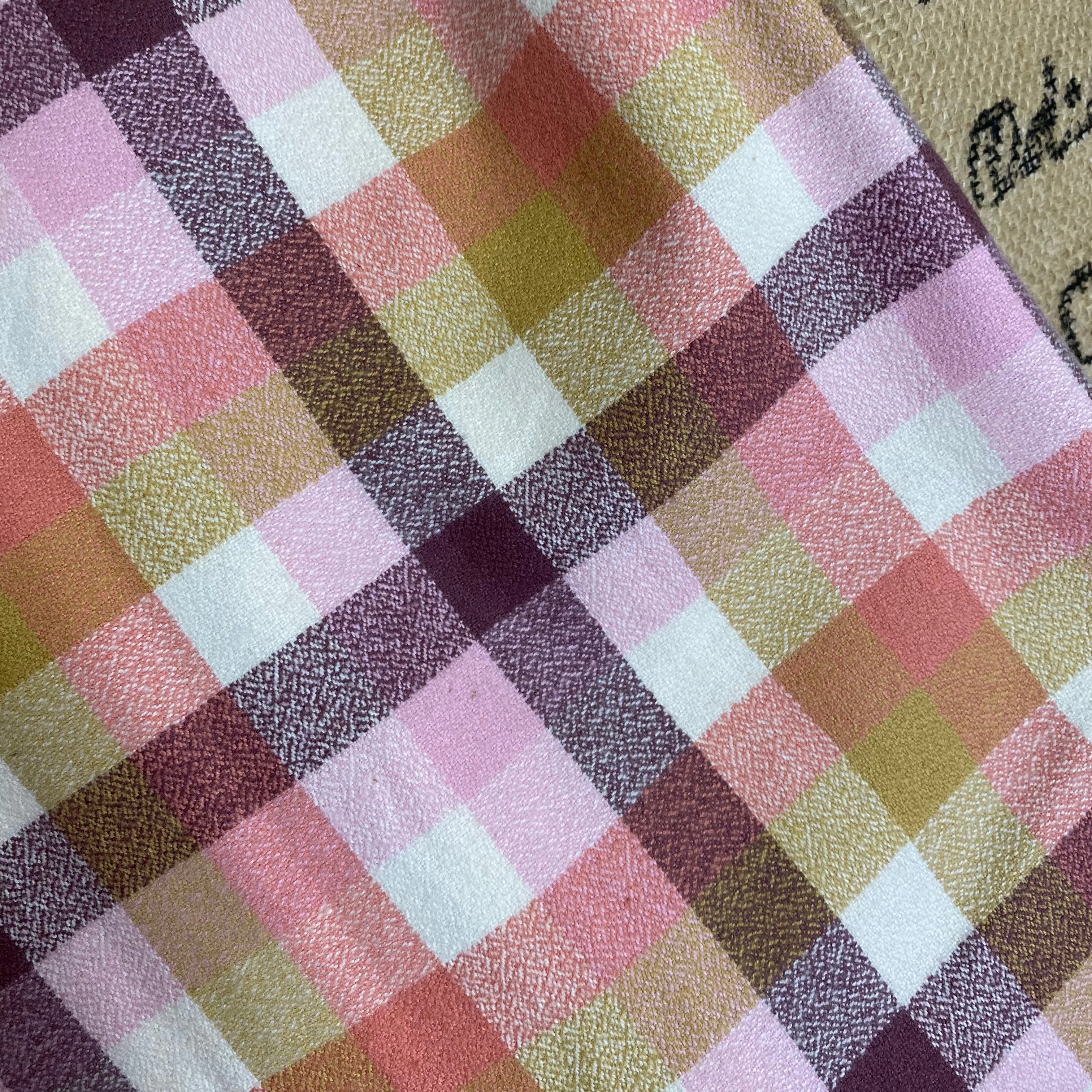 100% Organic Cotton Neapolitan Shades of Cream, Pink, and Chocolatey Taupe and Deep Maroon Plaid Infinity and Blanket Scarves