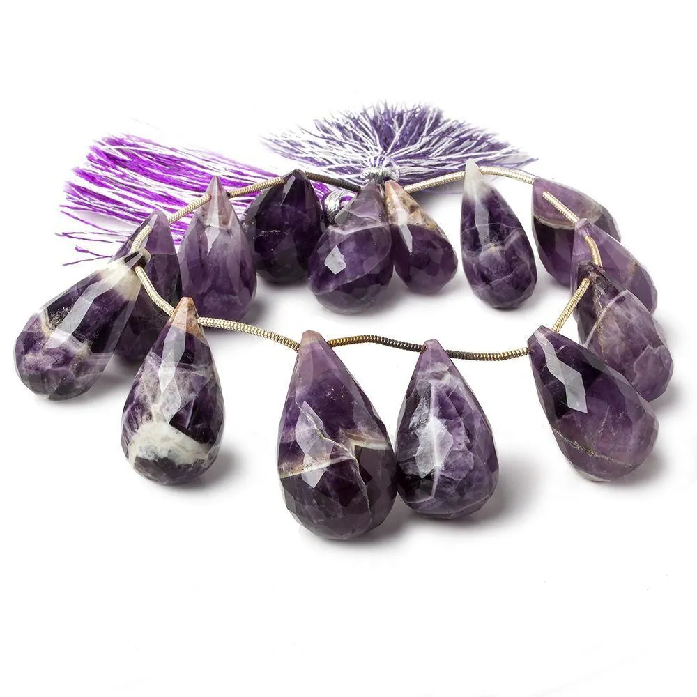 18x10-30x16mm Cape Amethyst faceted teardrop beads 8 imch 14 pieces