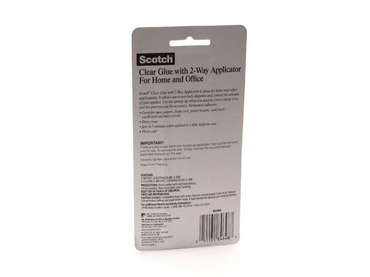 3M Scotch Clear Glue With 2-way Applicator, 6050, 1.6 oz