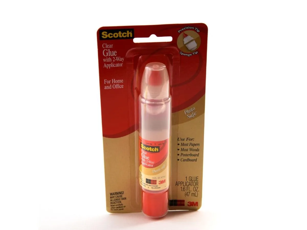 3M Scotch Clear Glue With 2-way Applicator, 6050, 1.6 oz