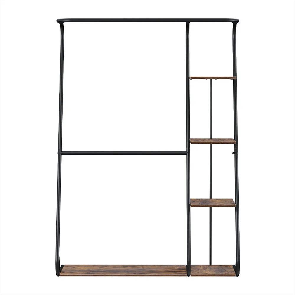 4-Tier Z-Shaped Clothes Rack, 172cm, Metal, Walnut - Artiss