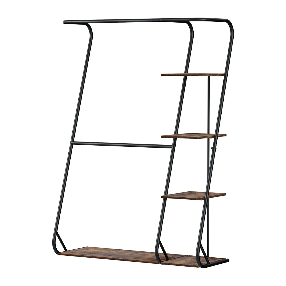 4-Tier Z-Shaped Clothes Rack, 172cm, Metal, Walnut - Artiss