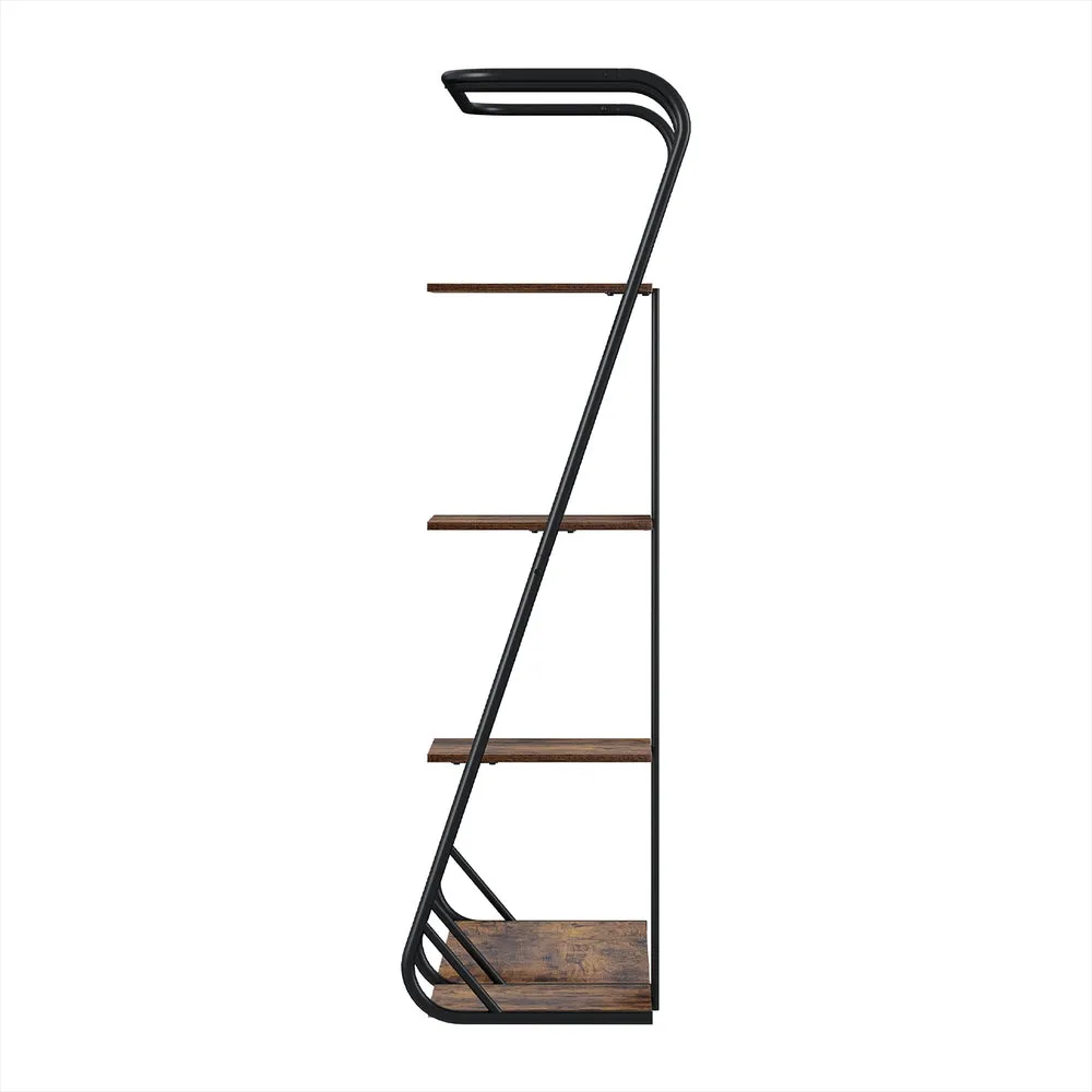 4-Tier Z-Shaped Clothes Rack, 172cm, Metal, Walnut - Artiss