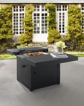 42" Square Functional Fire Pit - Smooth Black Top