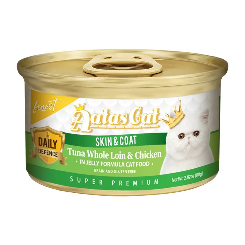 Aatas Cat Finest Daily Defence Skin & Coat - Tuna Whole Loin & Chicken in Jelly Formula 80g