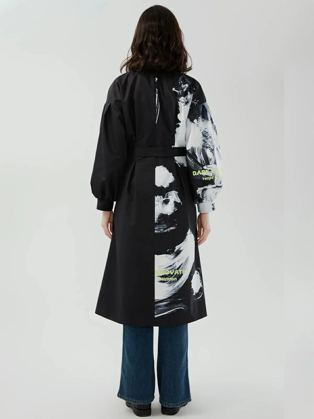 Abstract Print Trench Coat