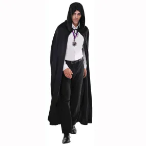 Adult Full Length Hooded Black Cape-One Size