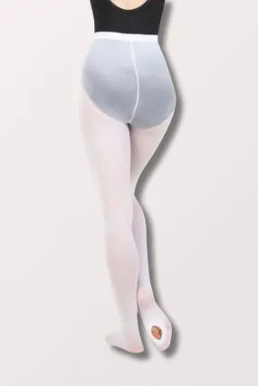 Adult TotalSTRETCH Elastic Waistband Convertible Dance Tights (A31) - White