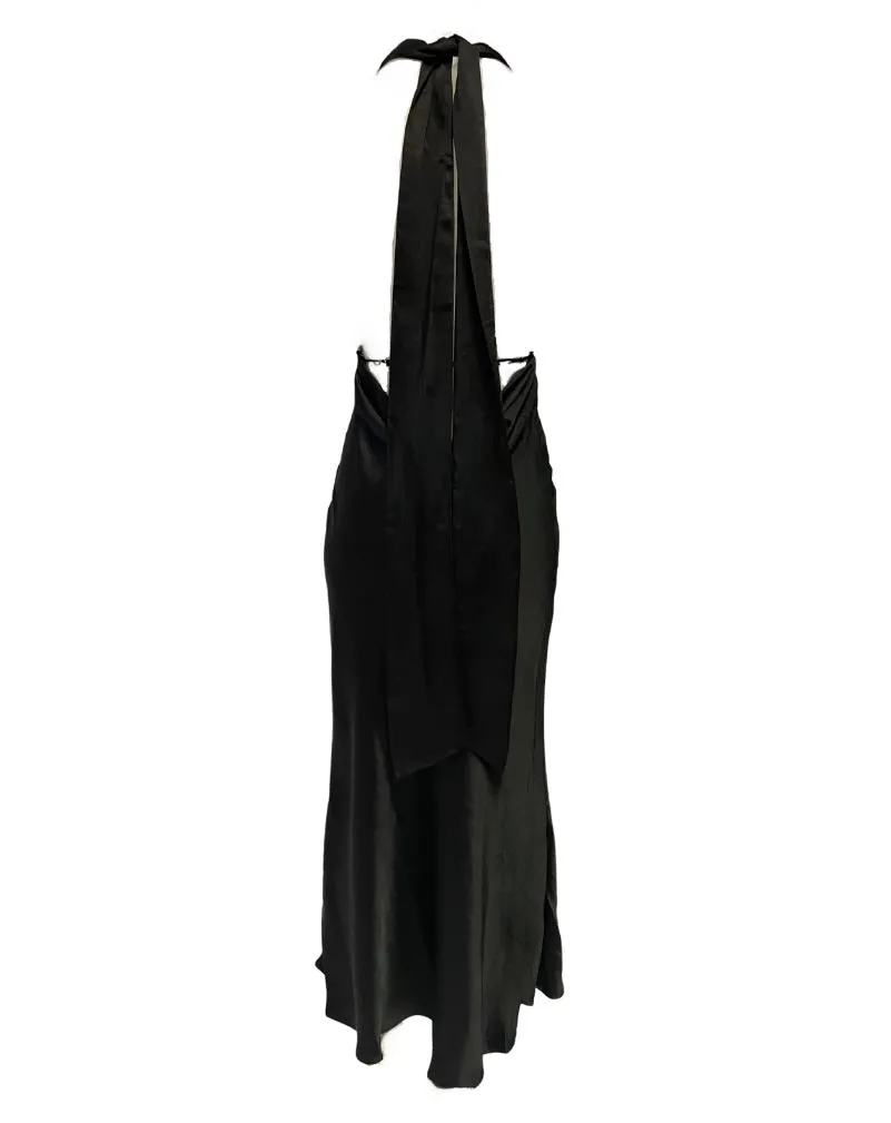 Alicia Satin Maxi Dress - Black