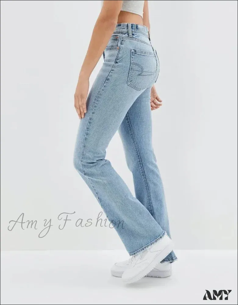 Amy Fashion - 2024 New Slit Slim Flare Women's High Waist Fashion Flared Pants Streetwear Jean