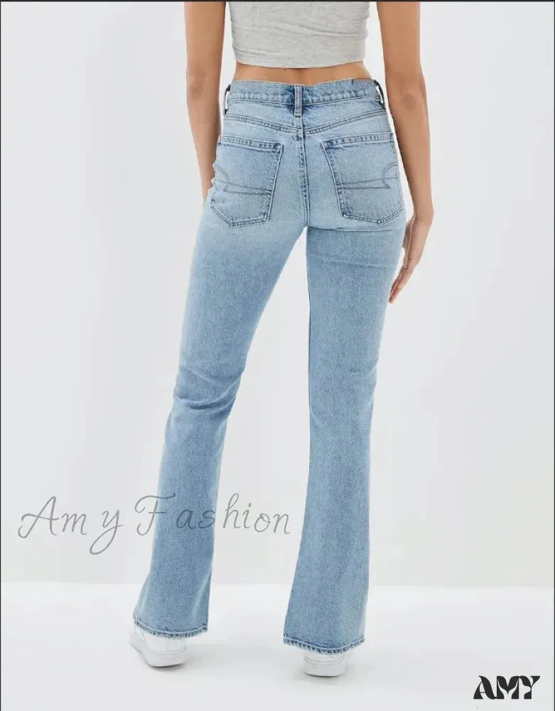 Amy Fashion - 2024 New Slit Slim Flare Women's High Waist Fashion Flared Pants Streetwear Jean