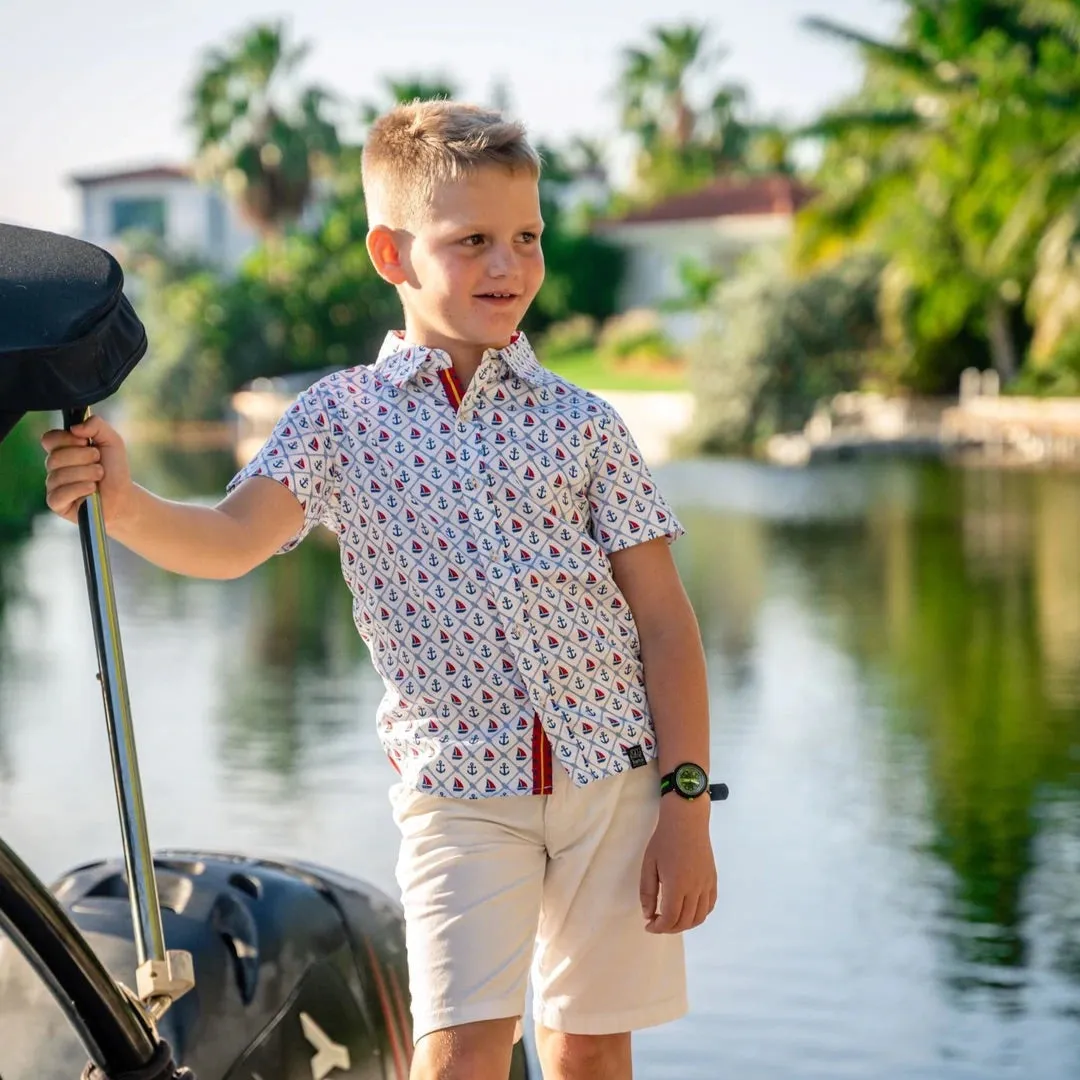 Anchors Aweigh Button-Up Short Sleeve Shirt