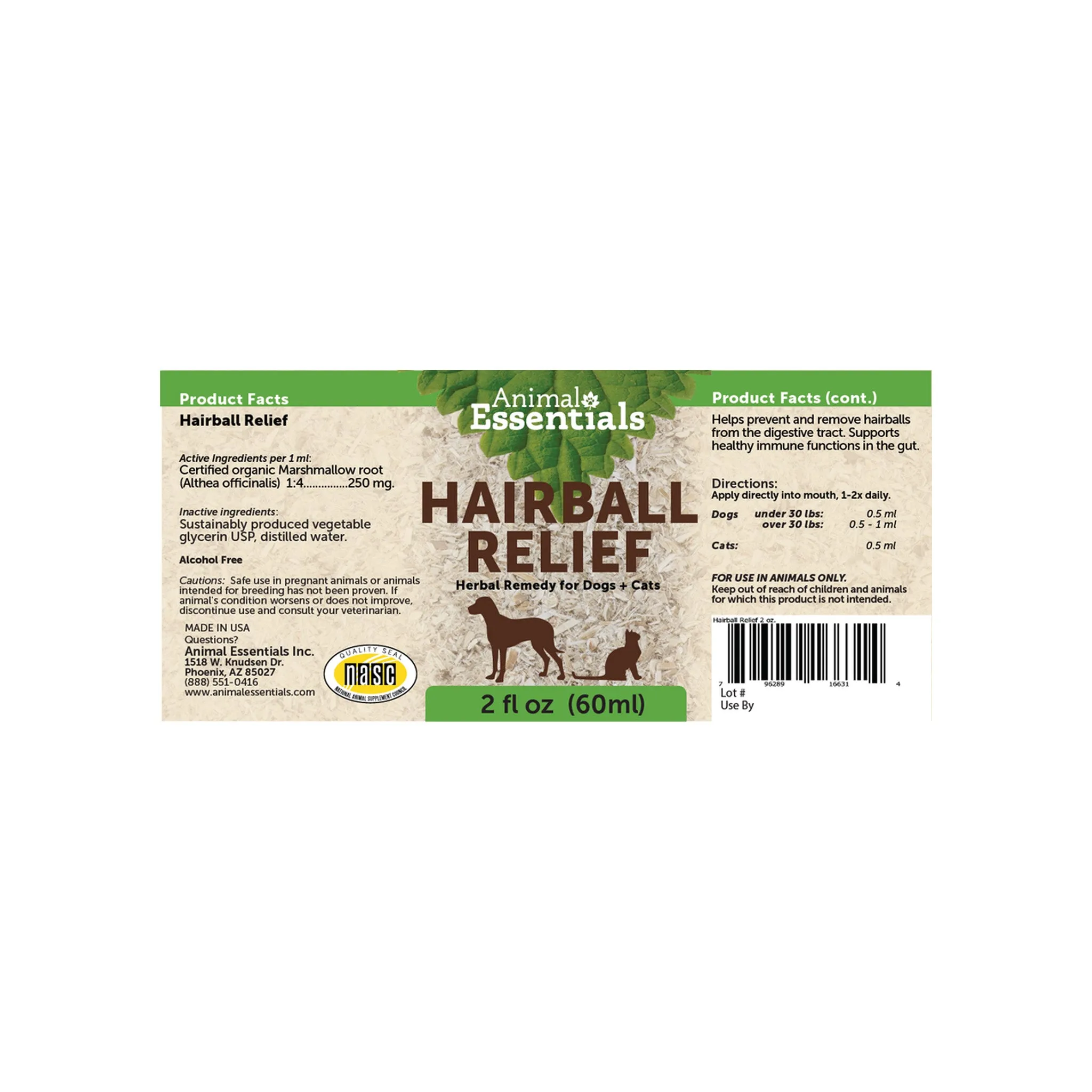 Animal Essentials Hairball Relief for Dogs & Cats