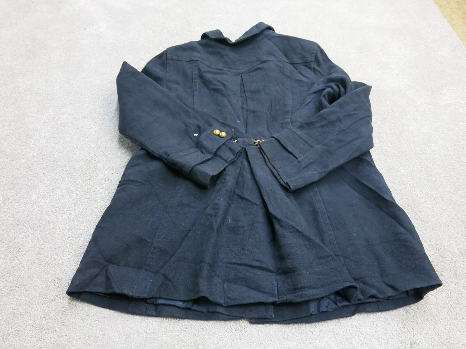 Ann Taylor Loft Women Trench Coat Jacket Single Breasted Long Sleeve  Blue SZ 12