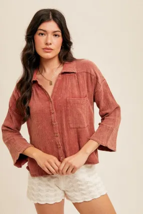 Bell Sleeve Button Up