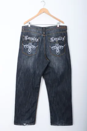 BLAC LABEL 'Loyalty' Embroidered Dark Wash Y2K Jeans (40)