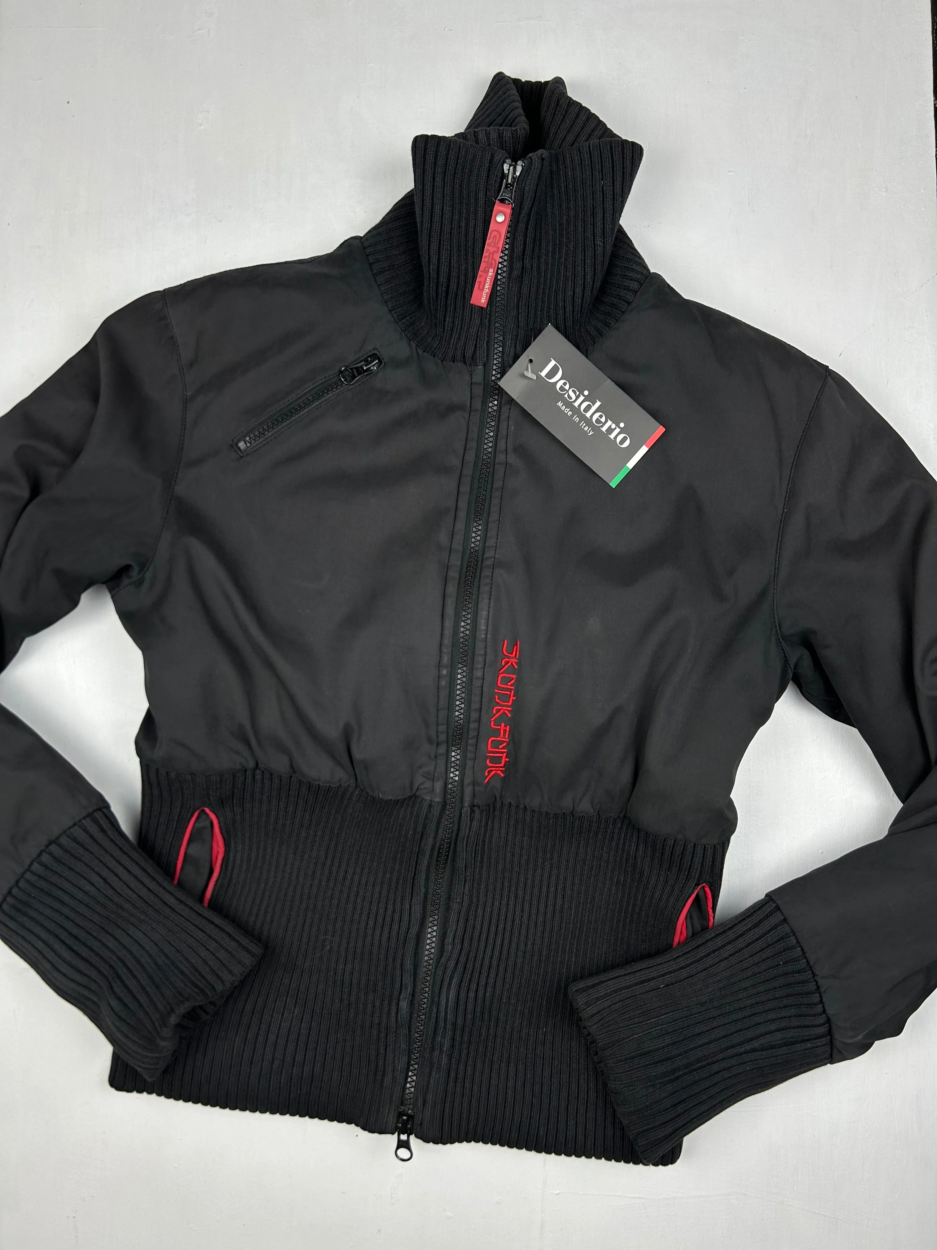 Black brand new elastic waist puffer jacket (S/M)