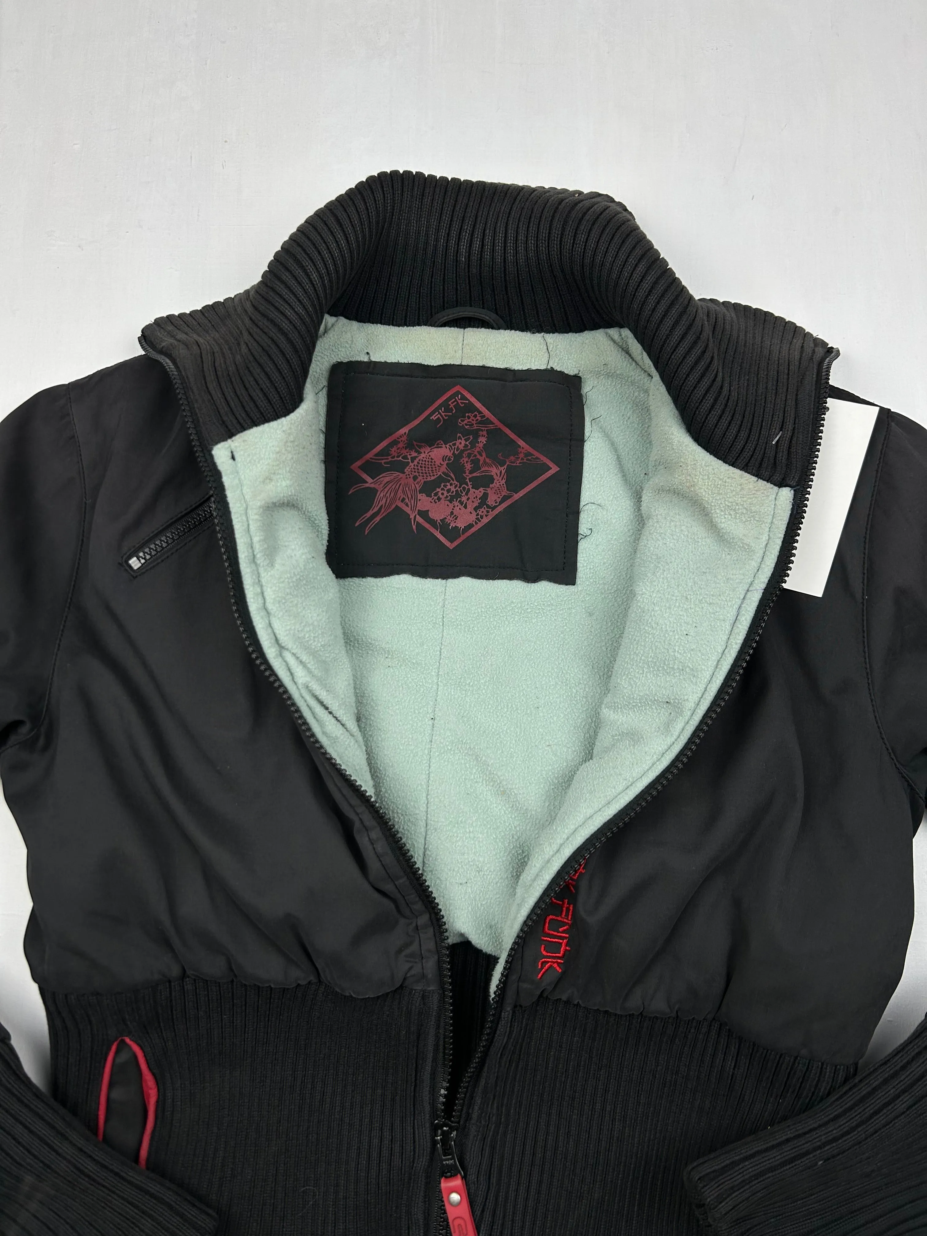 Black brand new elastic waist puffer jacket (S/M)