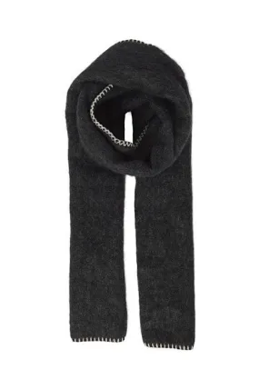 BLACK CONTRAST STITCH SCARF