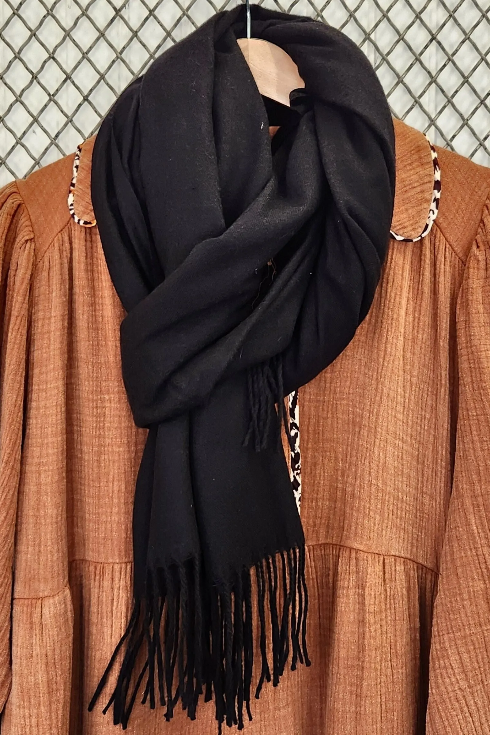 Black Fringe Scarf