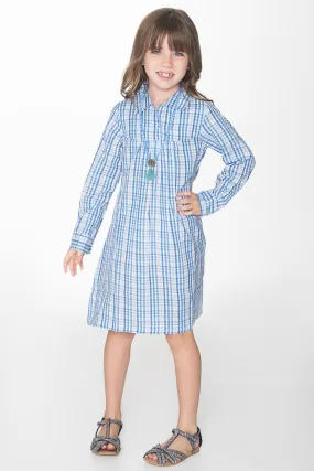 Blue Checks Shirt Dress