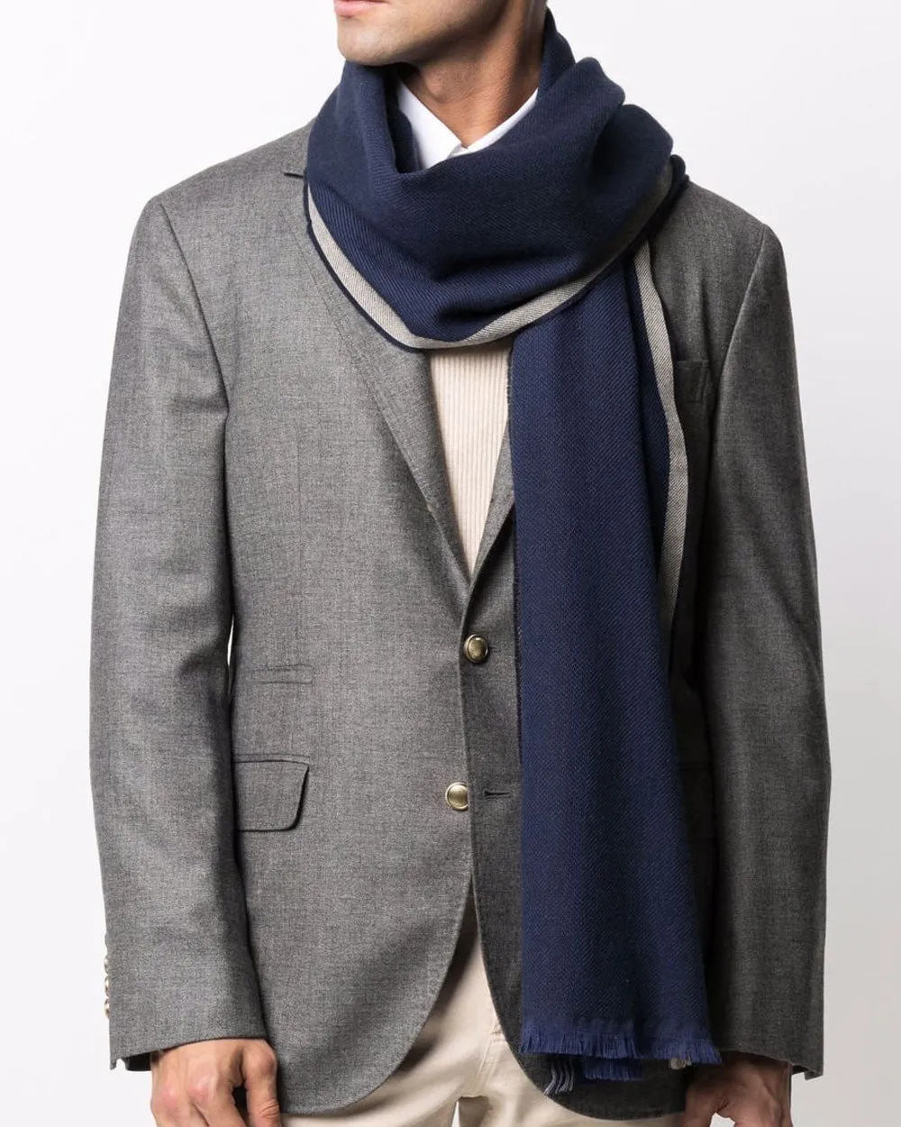 Blue Contrasting Edge Scarf