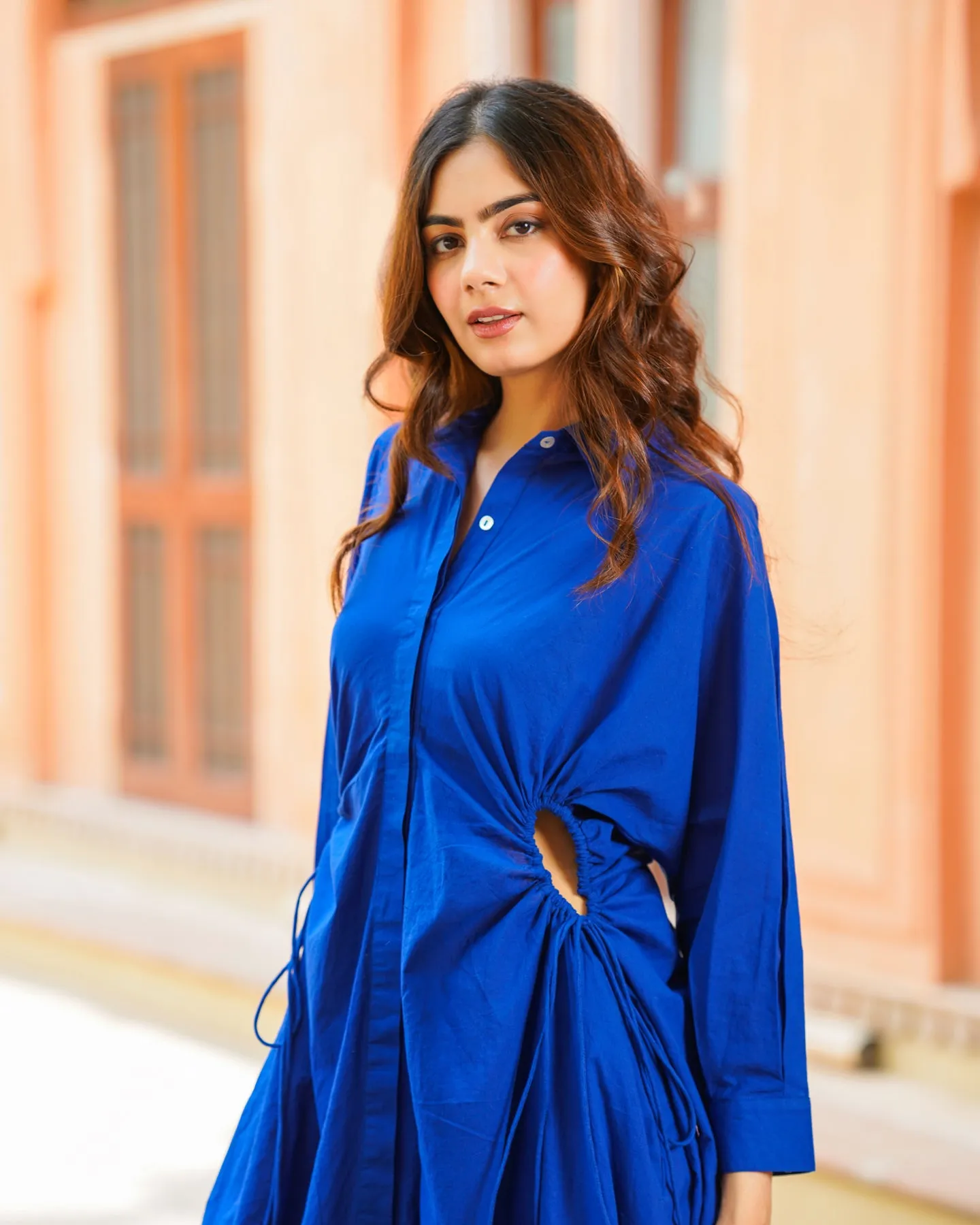 Blue Solid Maxi Dress