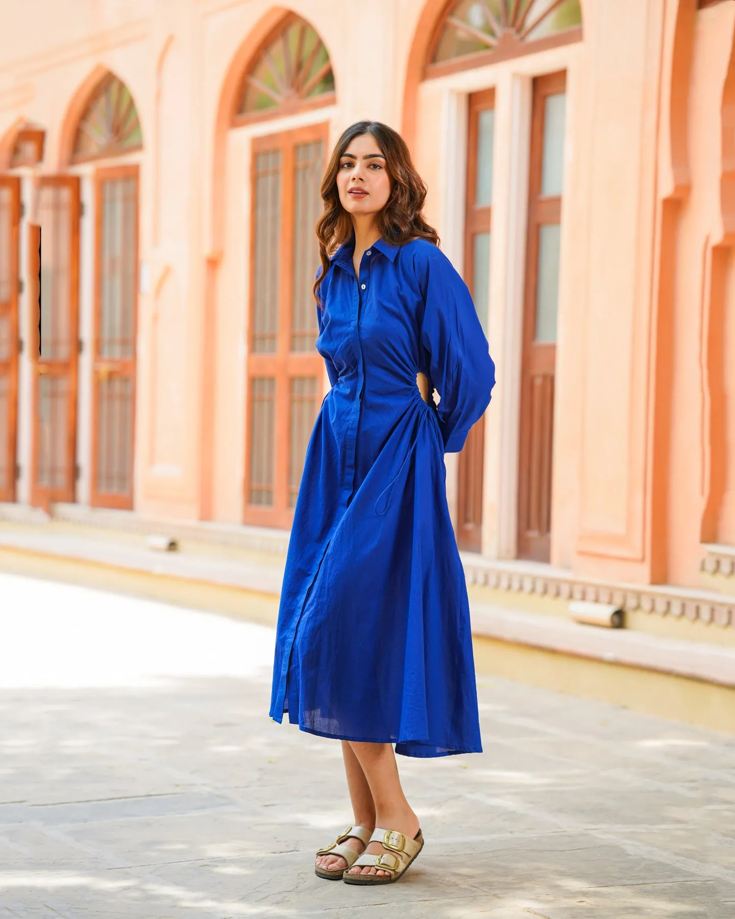 Blue Solid Maxi Dress