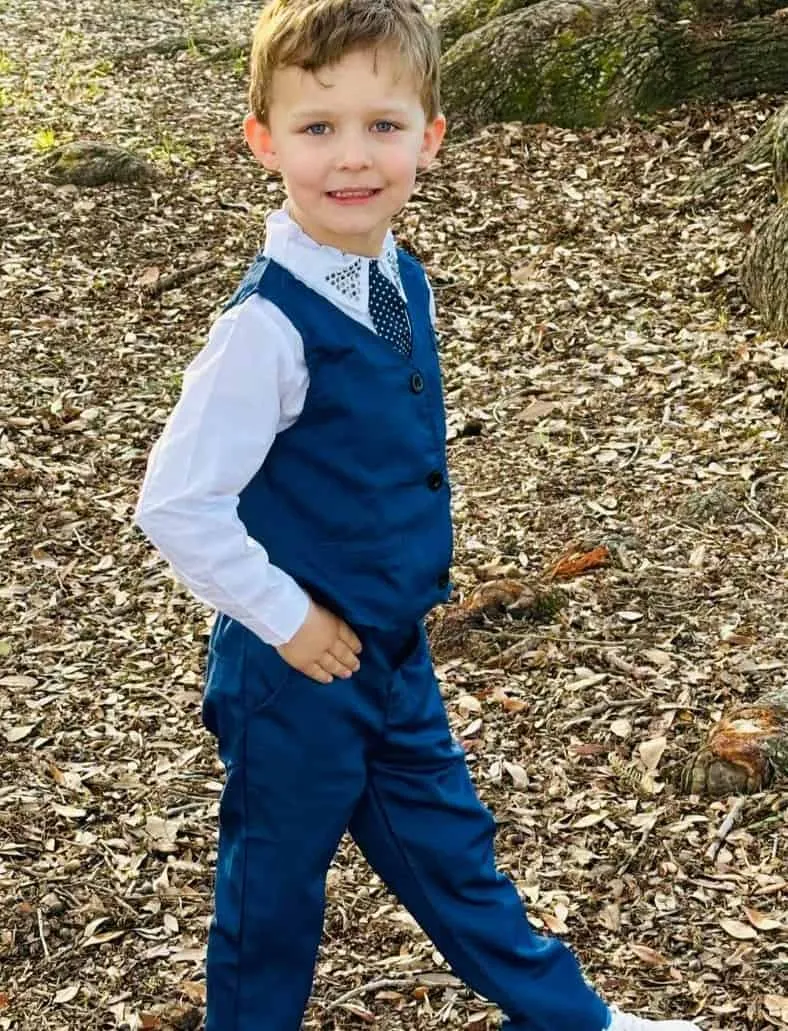 Boys Solid Shirt-Waist Coat Pants 3PC Set