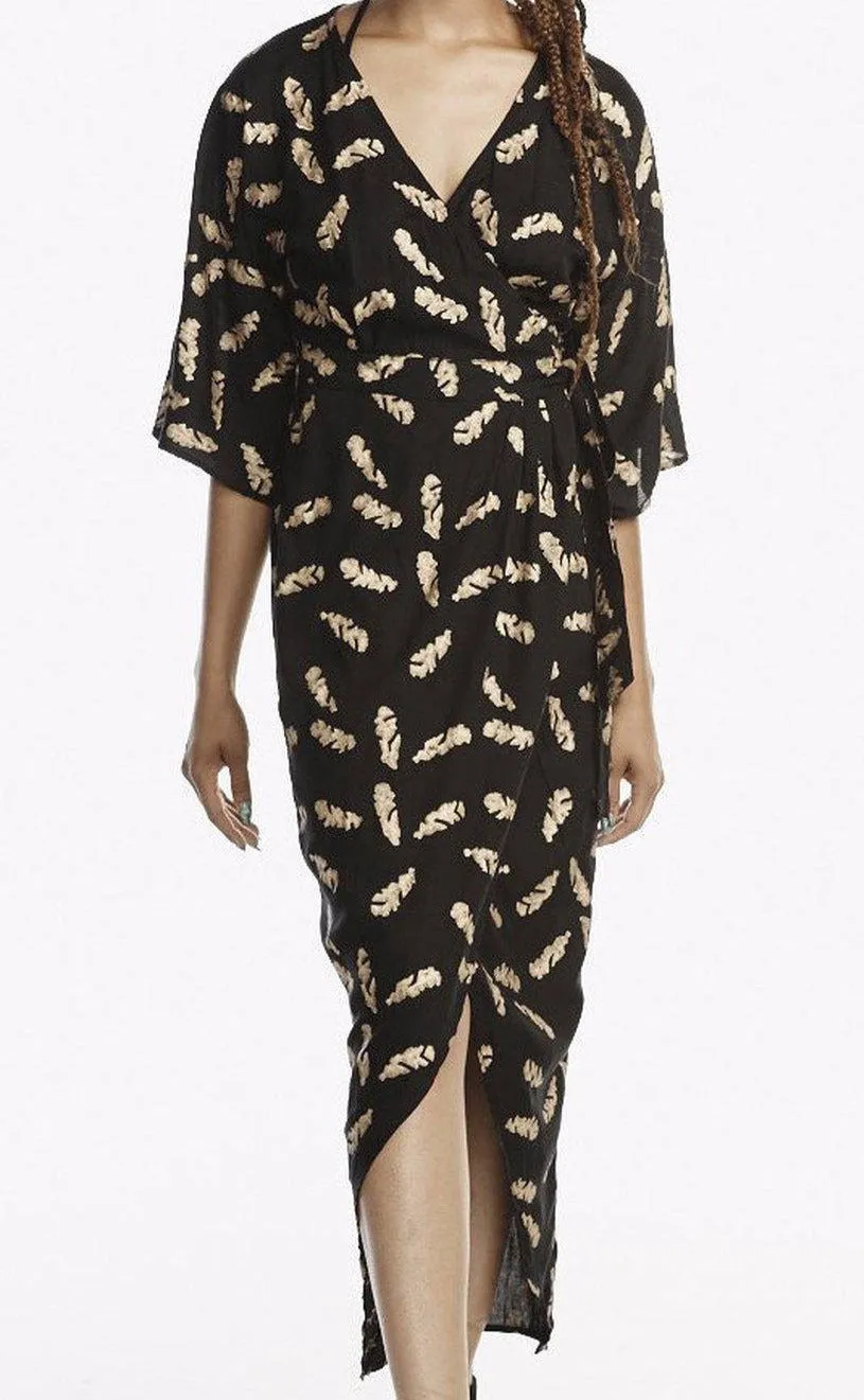 Breezy Feather Maxi Wrap in Black & Gold