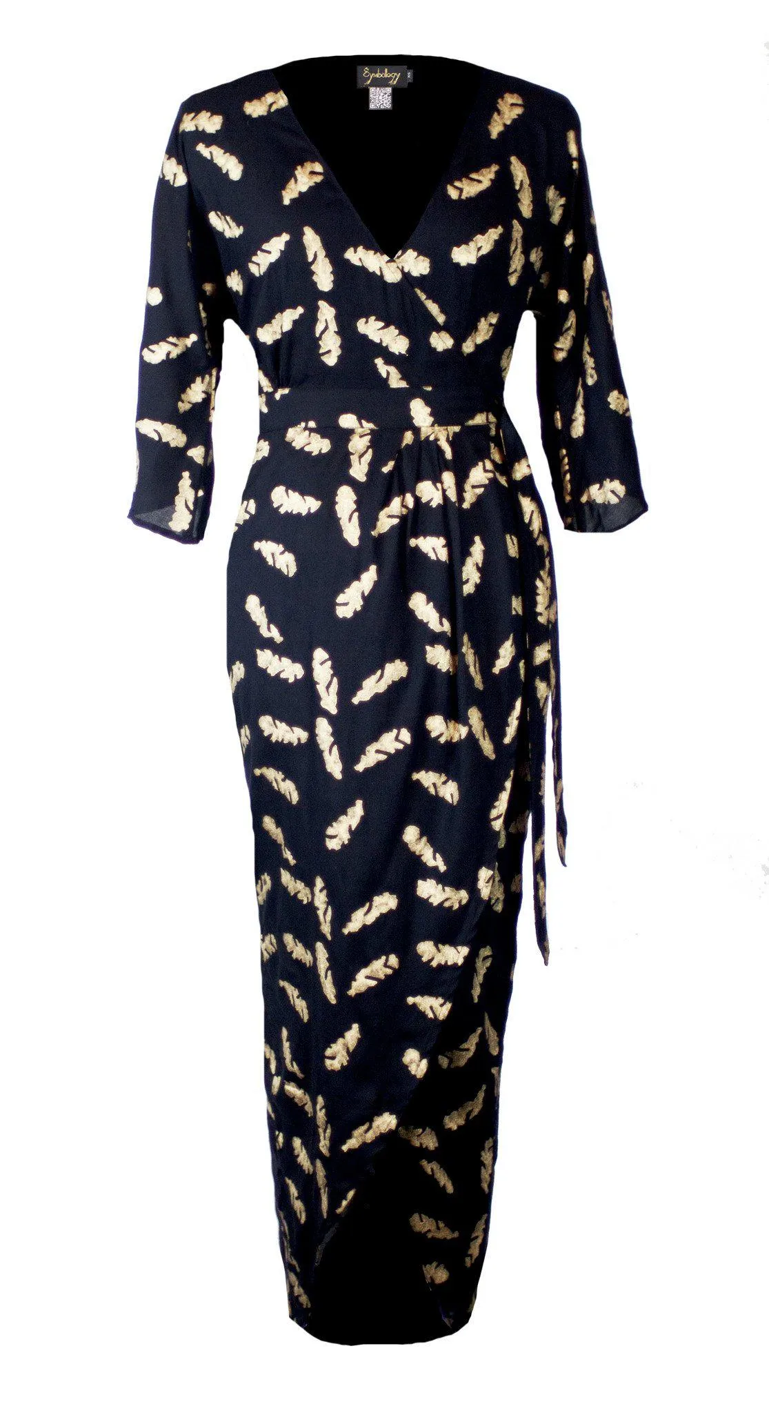 Breezy Feather Maxi Wrap in Black & Gold