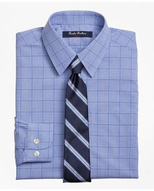 Brooks Brothers Boys Non-Iron Supima Cotton Broadcloth Plaid Dress Shirt Blue