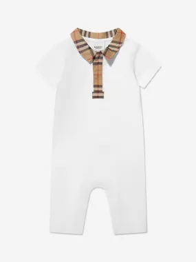 Burberry Baby Charli Check Romper in White