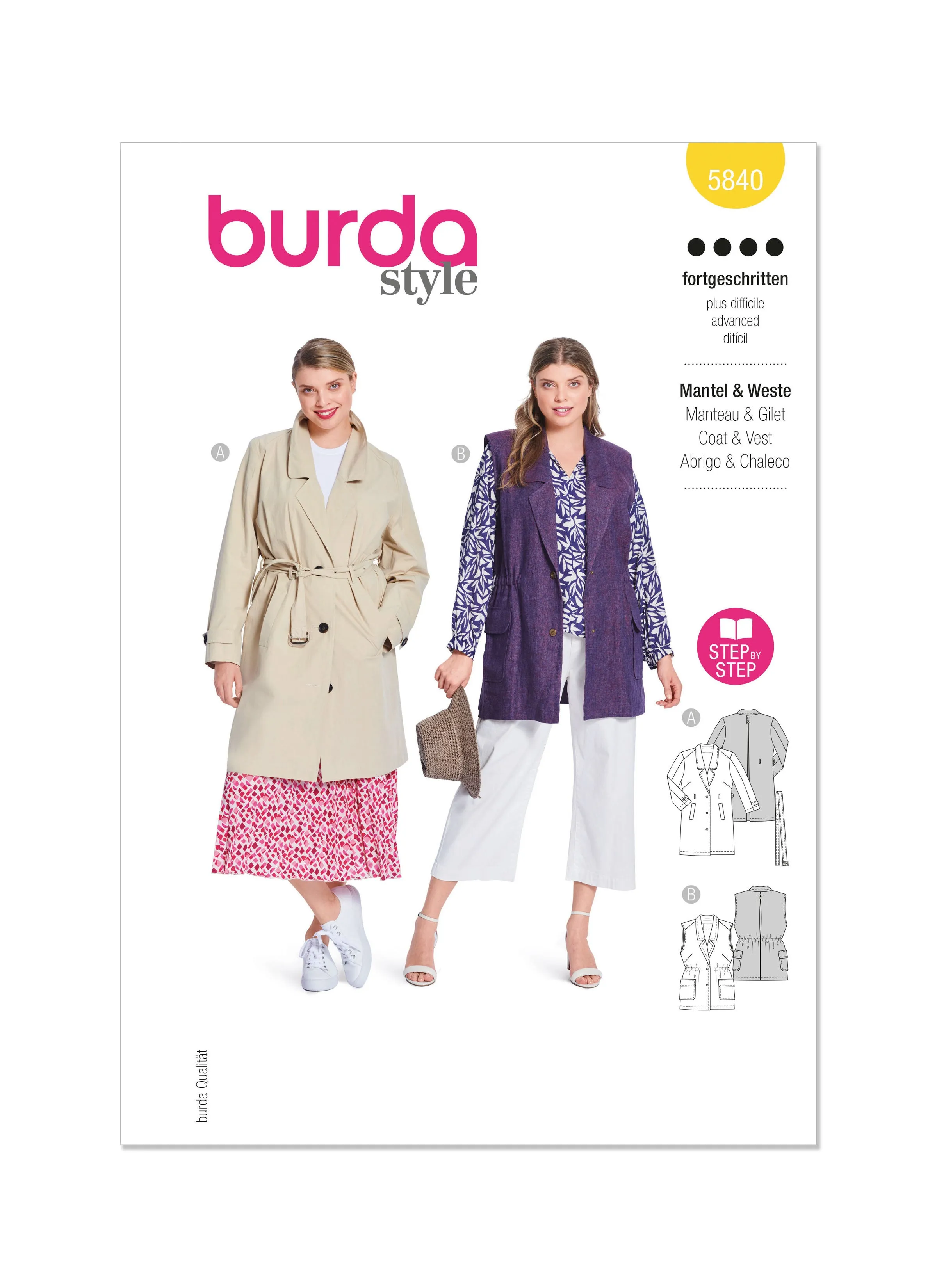 Burda Style 5840 Misses' Trench Coat Pattern