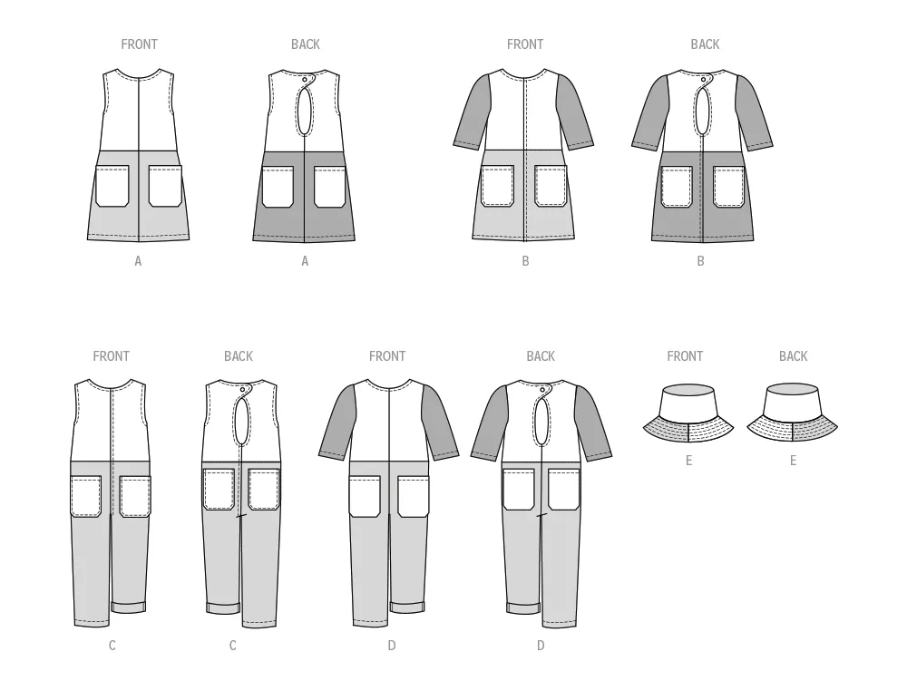 Butterick Sewing Pattern B6937 Children's and Girls' Dress, Romper and Hat in Sizes S-M-L