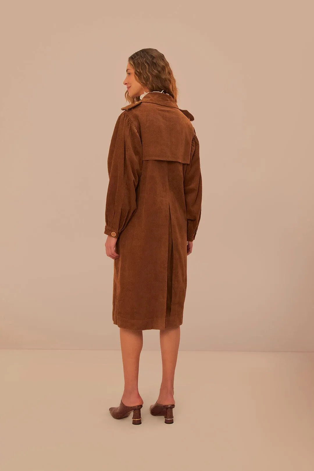 Caramel Corduroy Trench Coat