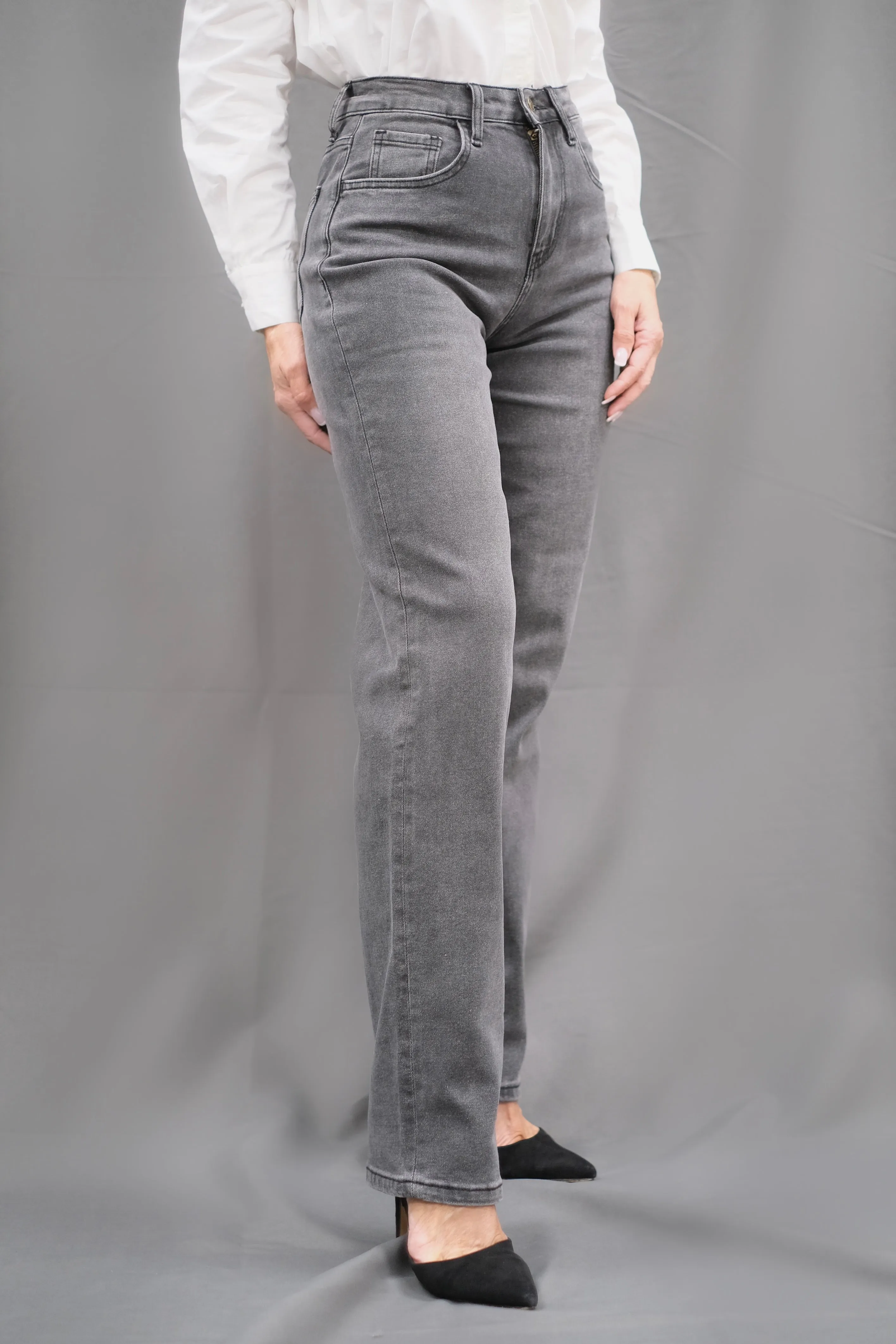 Carla Charcoal Straight Leg Jean