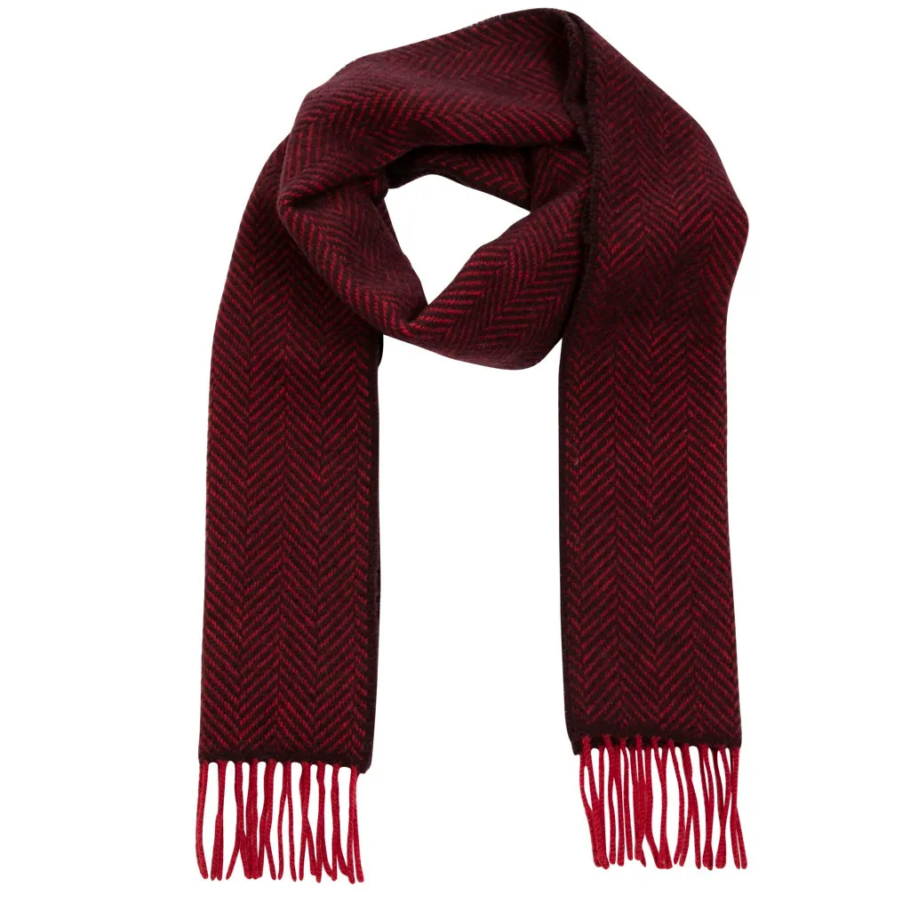 Cashmere Merino Scarf | Red Herringbone