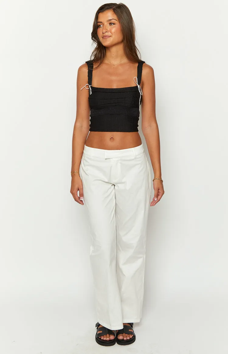 Cathryn White Mid Rise Pants