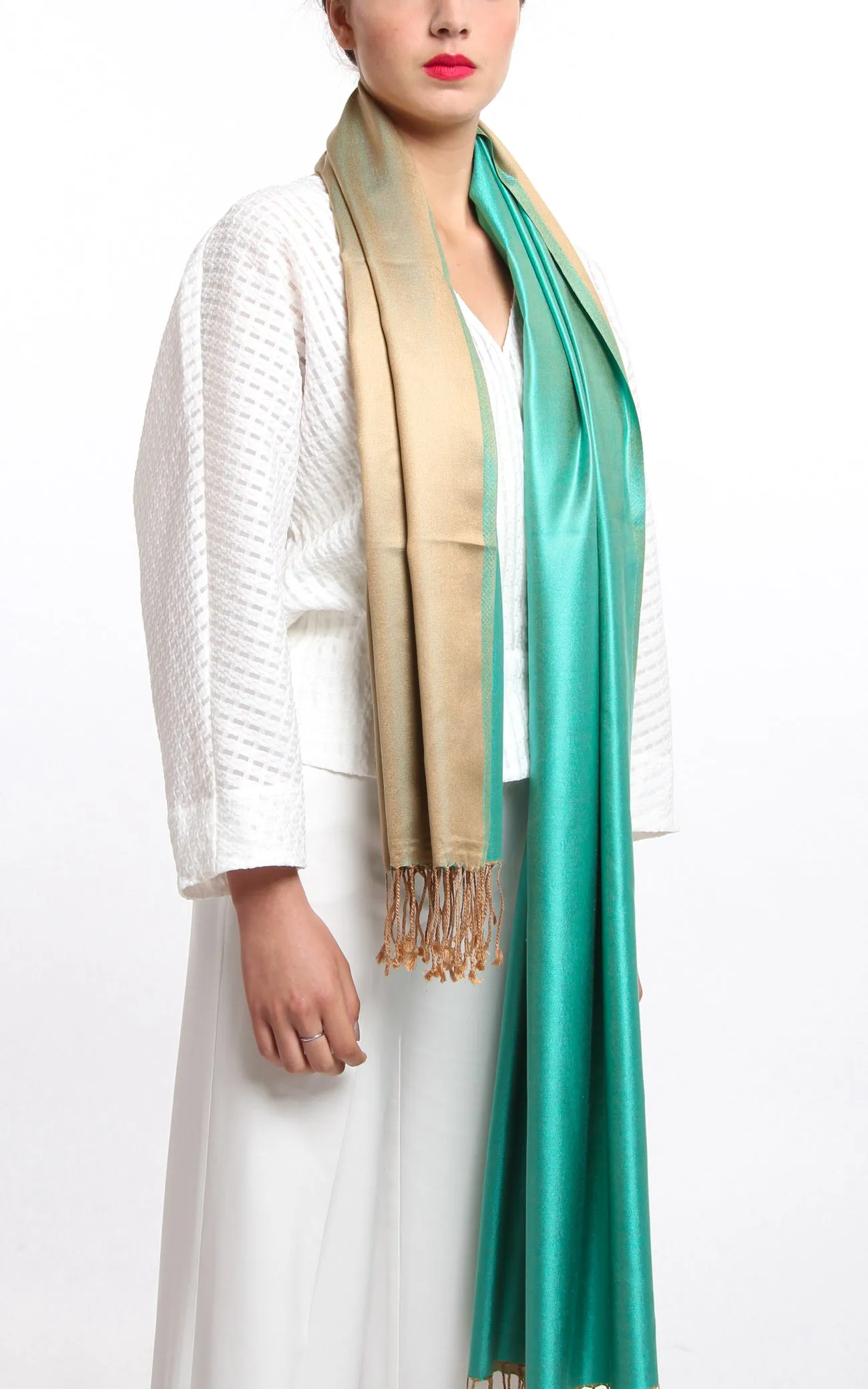 Ceilia Green Silk Pashmina - LM202