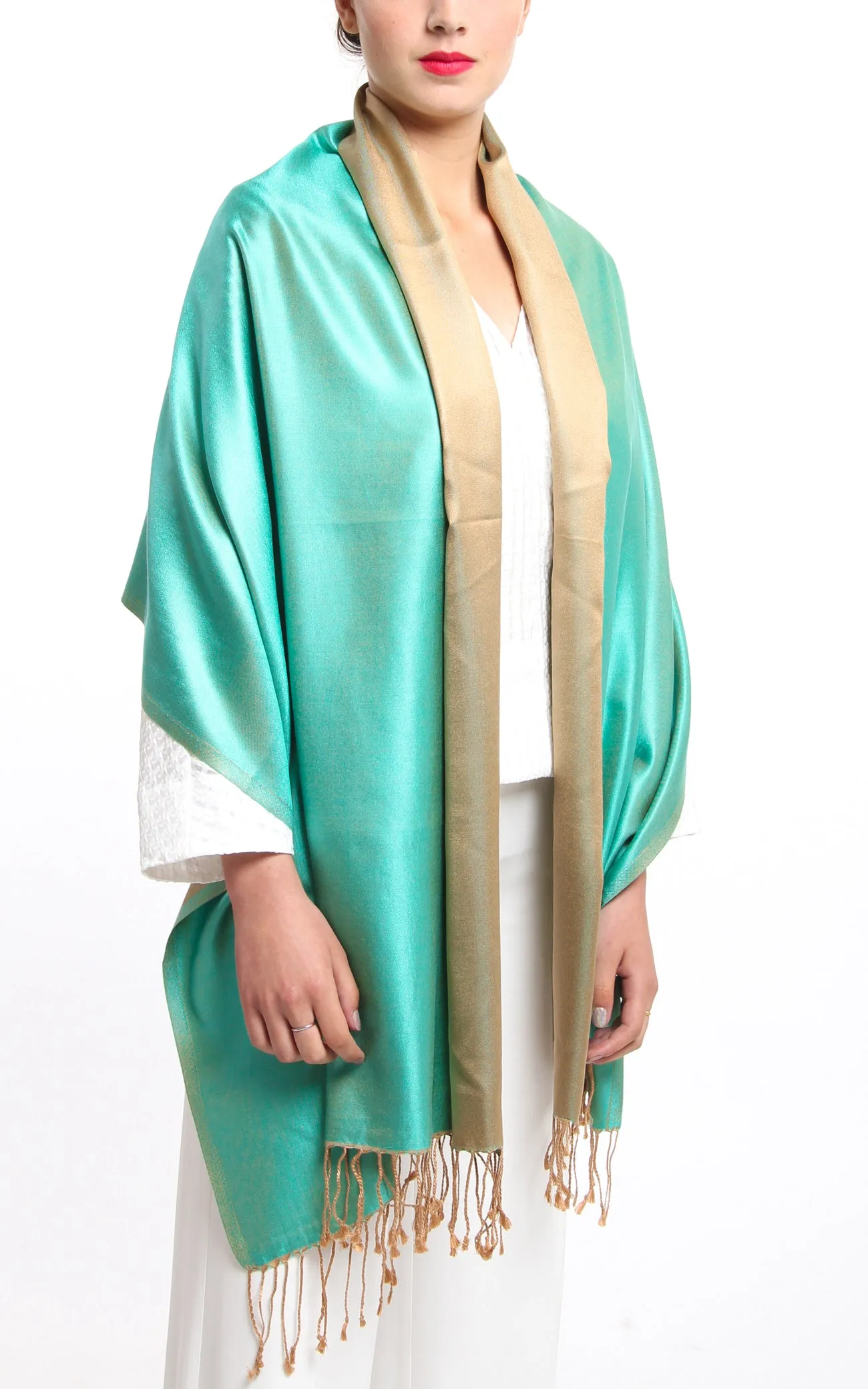 Ceilia Green Silk Pashmina - LM202