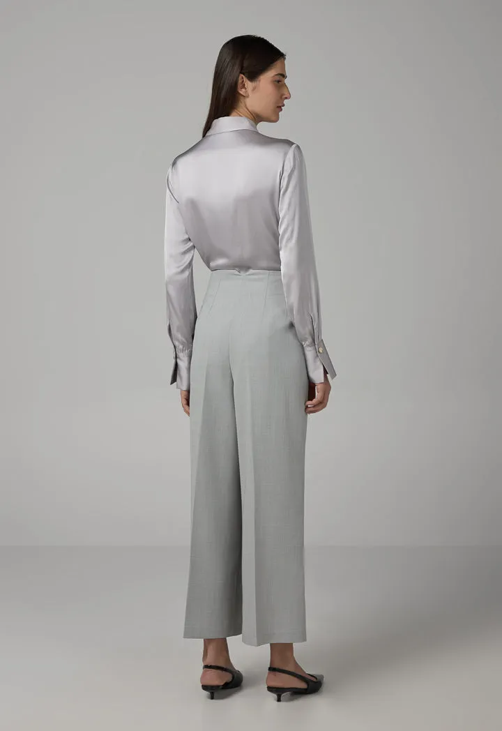 Choice Solid Wide Leg Trousers Grey