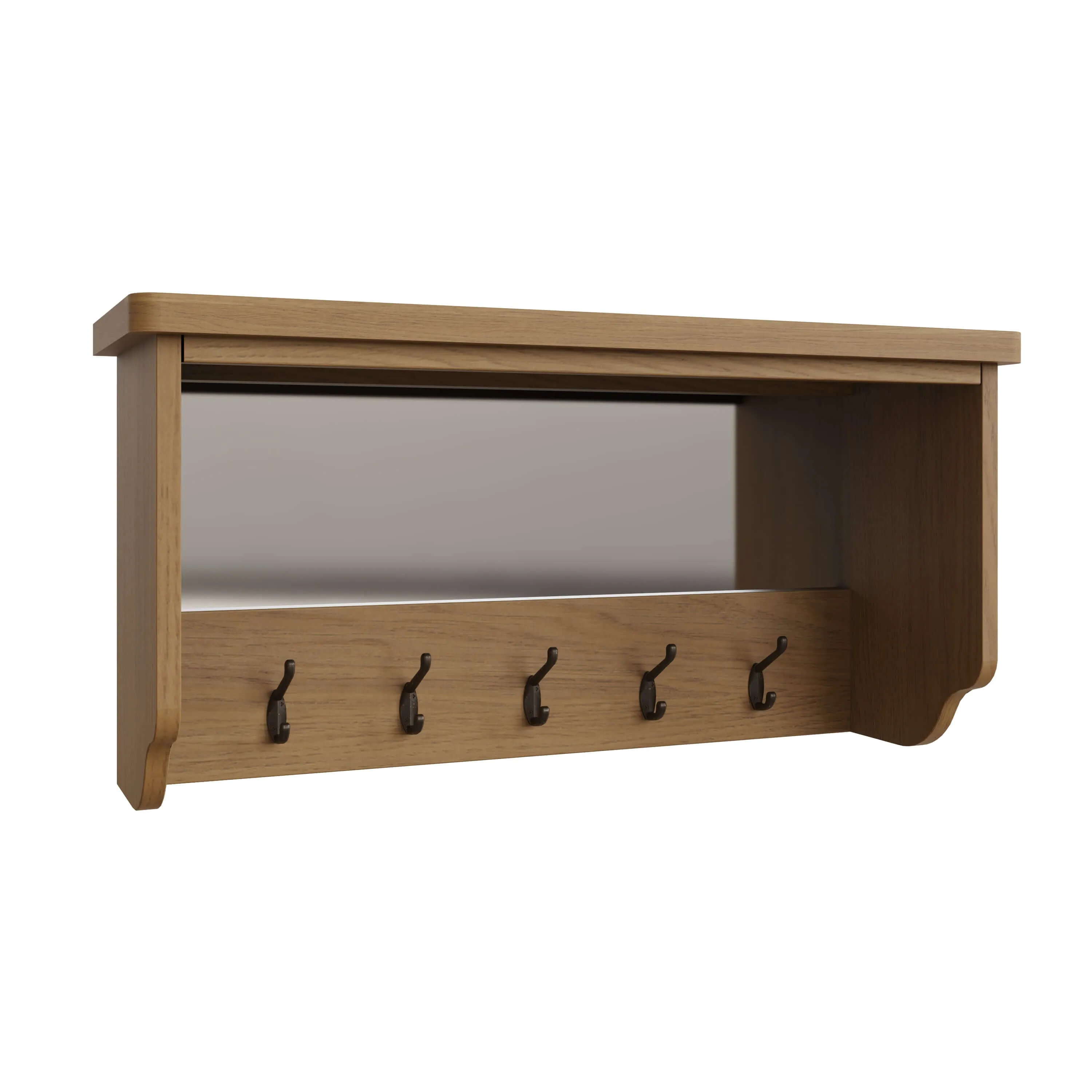 Clara Rustic Oak Hall Bench Top With Mirror & Coat Hooks