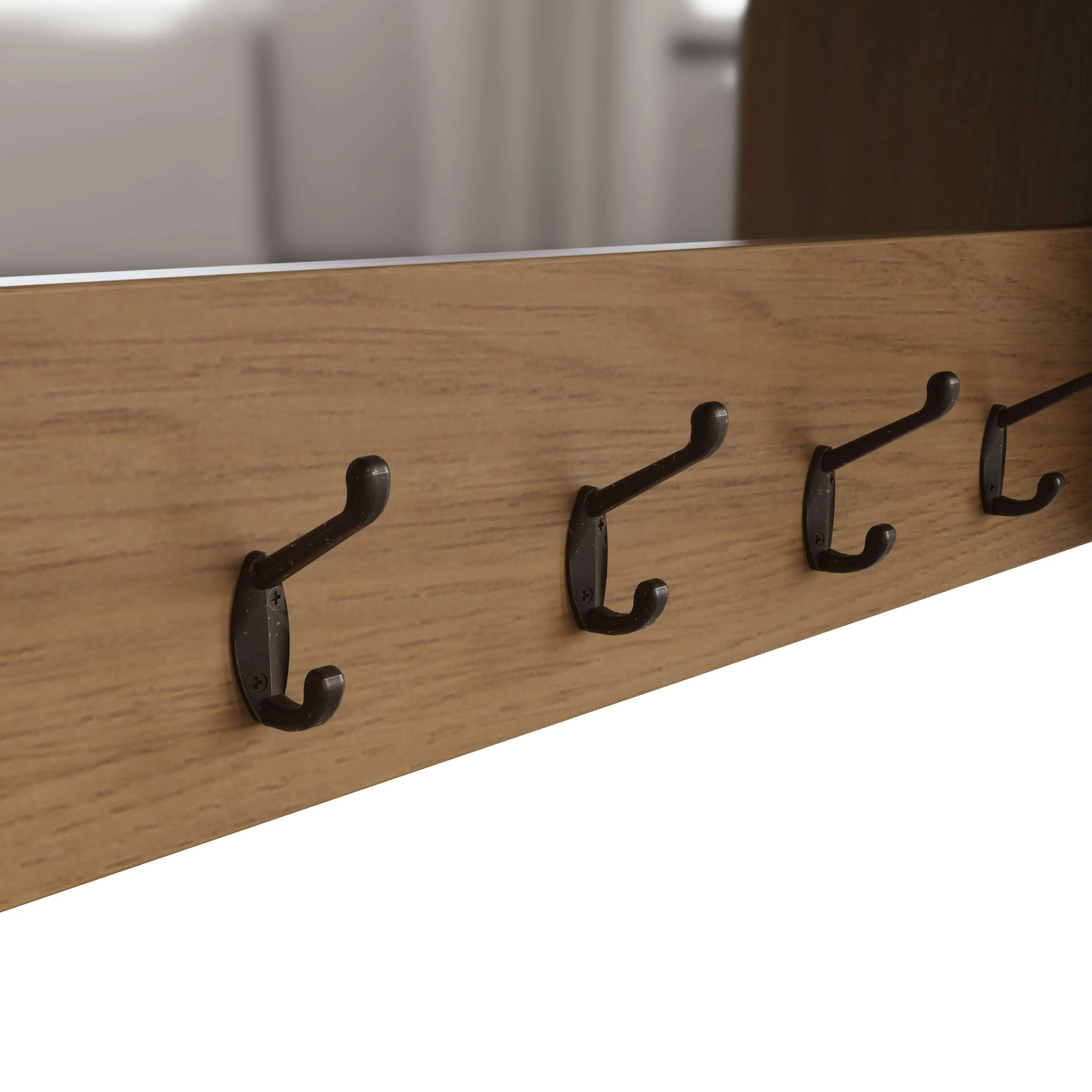 Clara Rustic Oak Hall Bench Top With Mirror & Coat Hooks