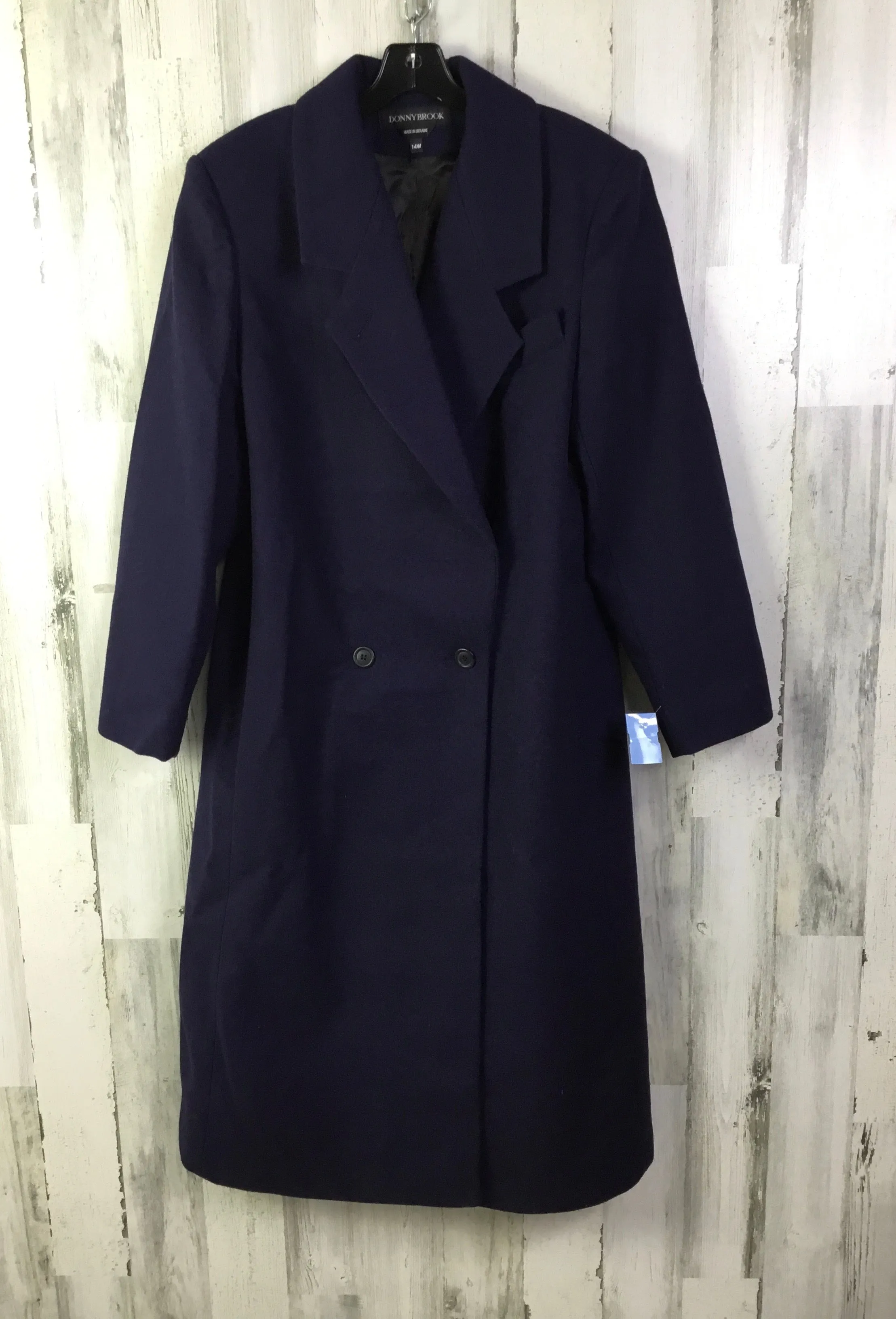 Coat Trench Coat By Clothes Mentor In Navy, Size: L