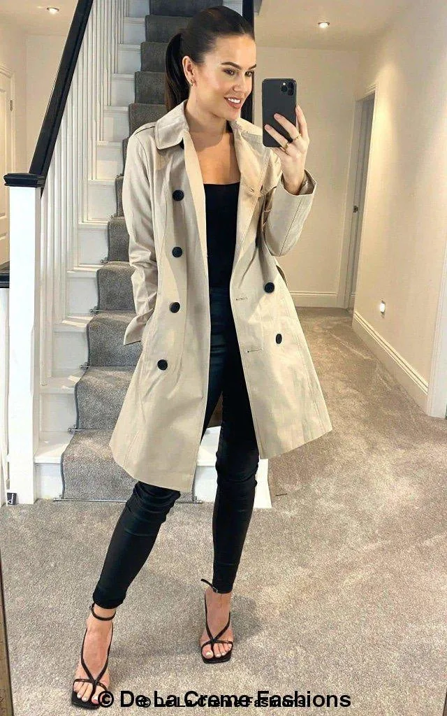 Cotton Blend Belted Trench Coat