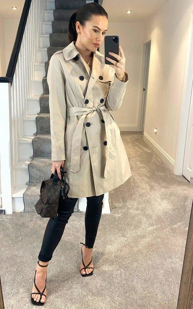 Cotton Blend Belted Trench Coat