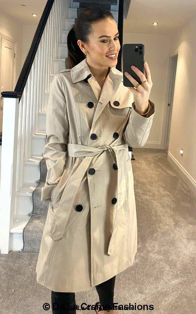 Cotton Blend Belted Trench Coat