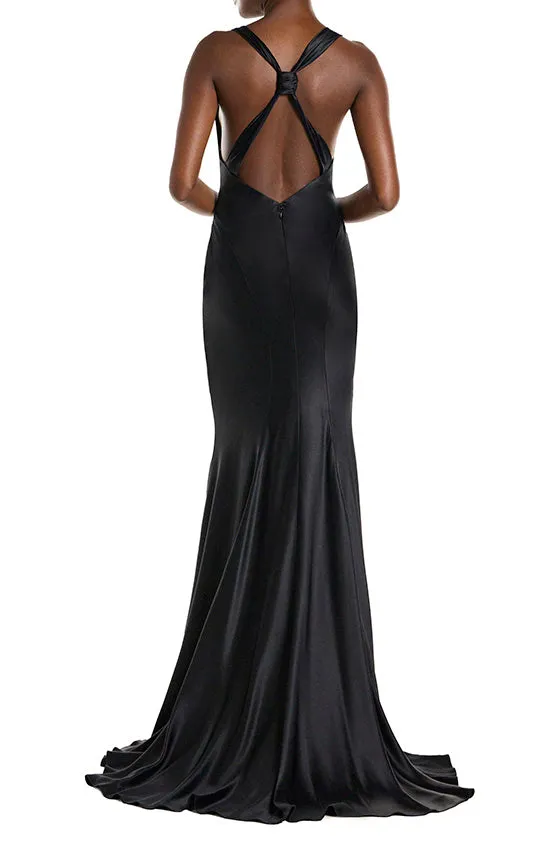 Cowl Neck Sleeveless Satin Gown