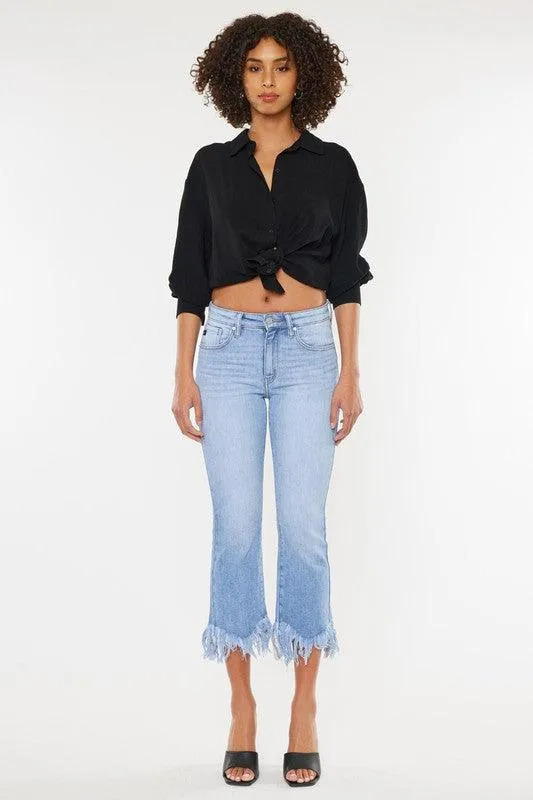 Crop High Rise Bootcut Denim Jeans